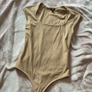 Express Tan Sleeveless Fitted Bodysuit
